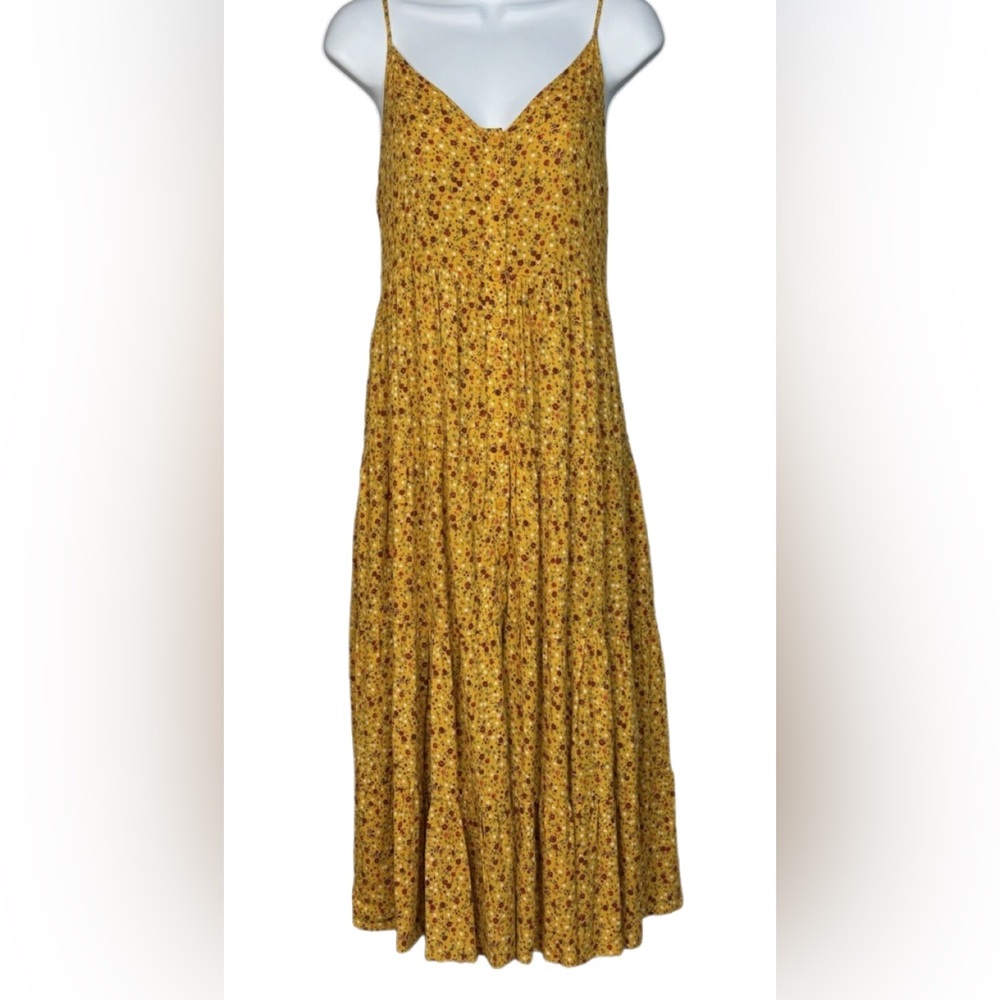 Band of Gypsies BOG Floral Print Yellow Midi Dress Size Small NWT